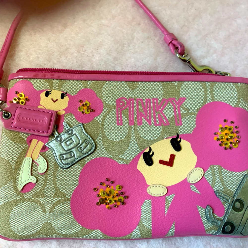 Coach-Poppy Pink Chain Wristlet